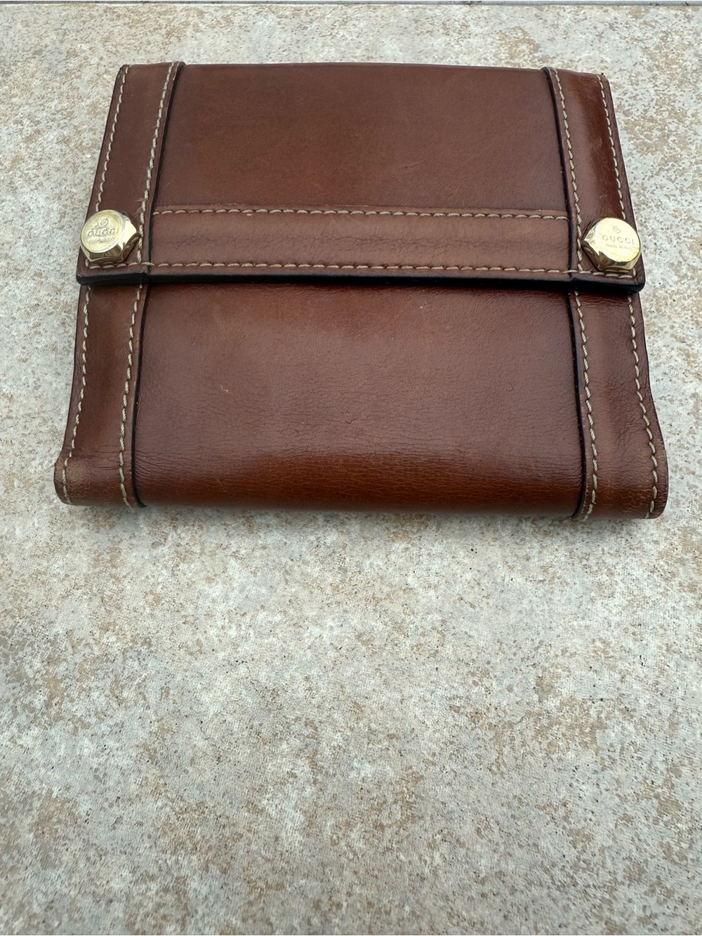Gucci Brown Leather Men's Bifold Wallet with Gold-Tone Snap - Picture 3 of 16